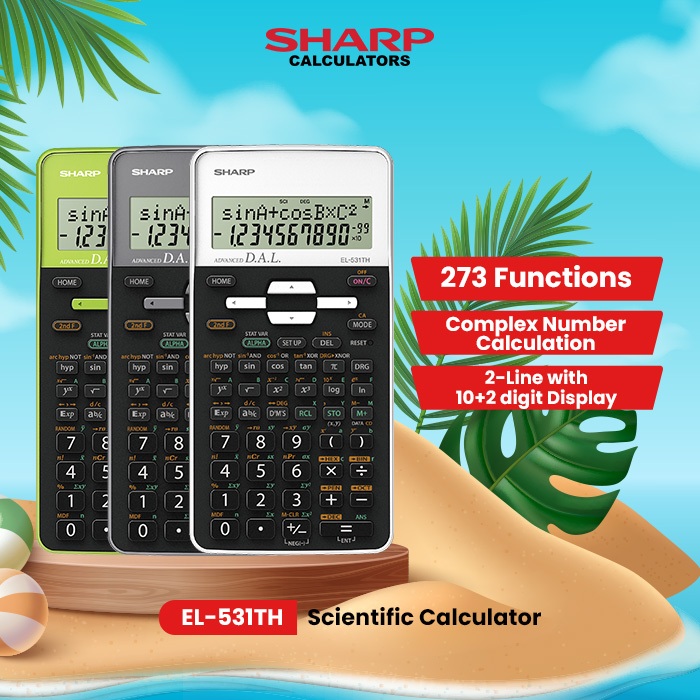 Sharp Scientific Calculator EL-531TH for Students - Compact, Battery ...