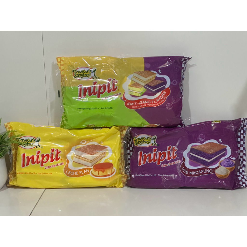 LEMON SQUARE INIPIT CAKE SANDWICH 10 BARS 210g | Shopee Philippines