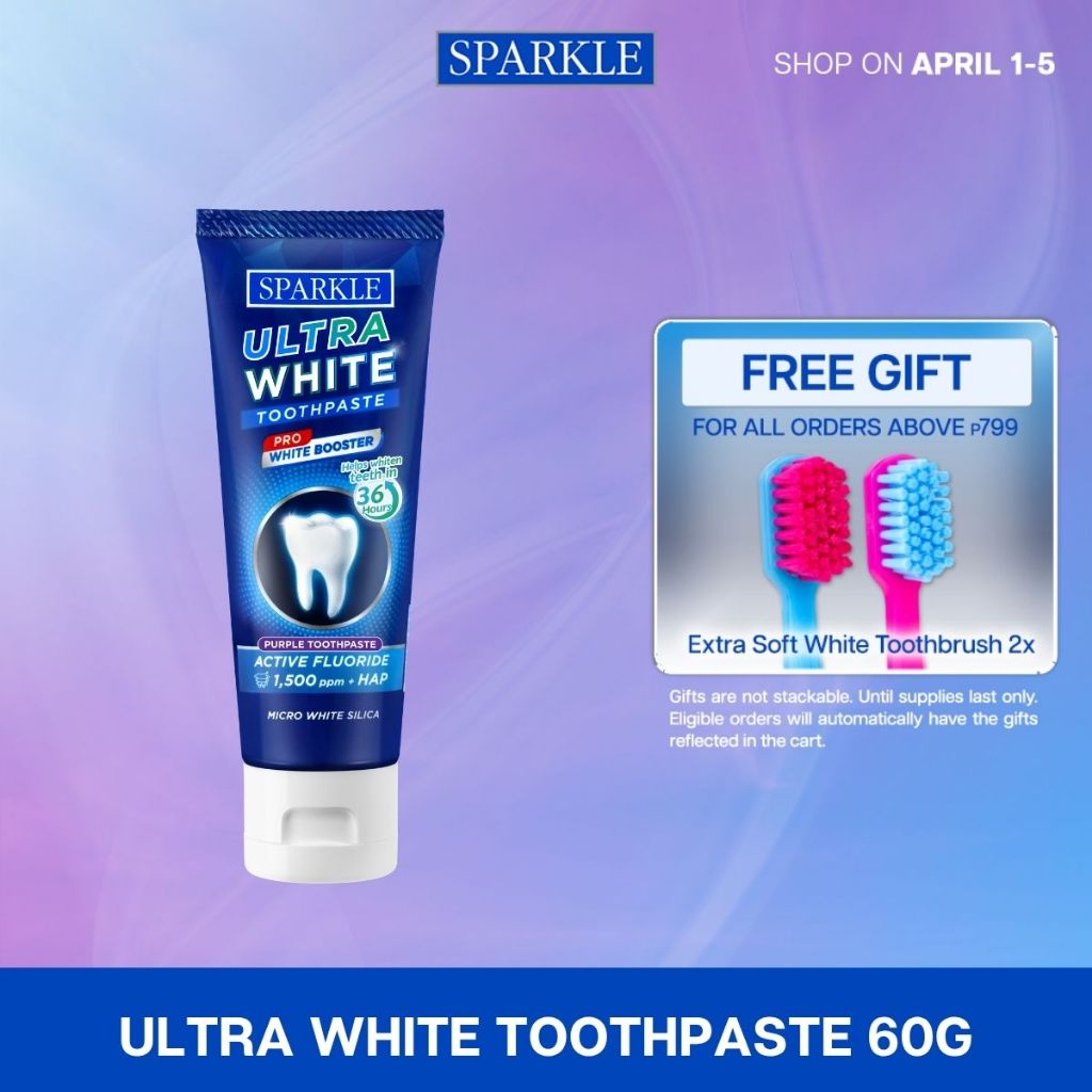 SPARKLE Ultra White Purple Toothpaste 60g (Color Correcting, Whitening ...