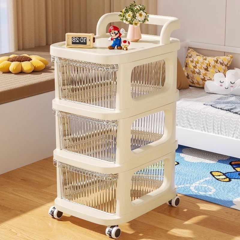 Multi layer drawer style storage rack mobile trolley snack and toy ...