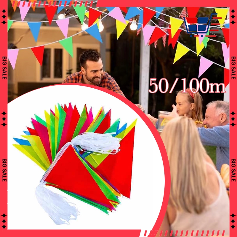 50m/100m Festival Pennant Flags Reinforced Rope for Wedding Opening ...