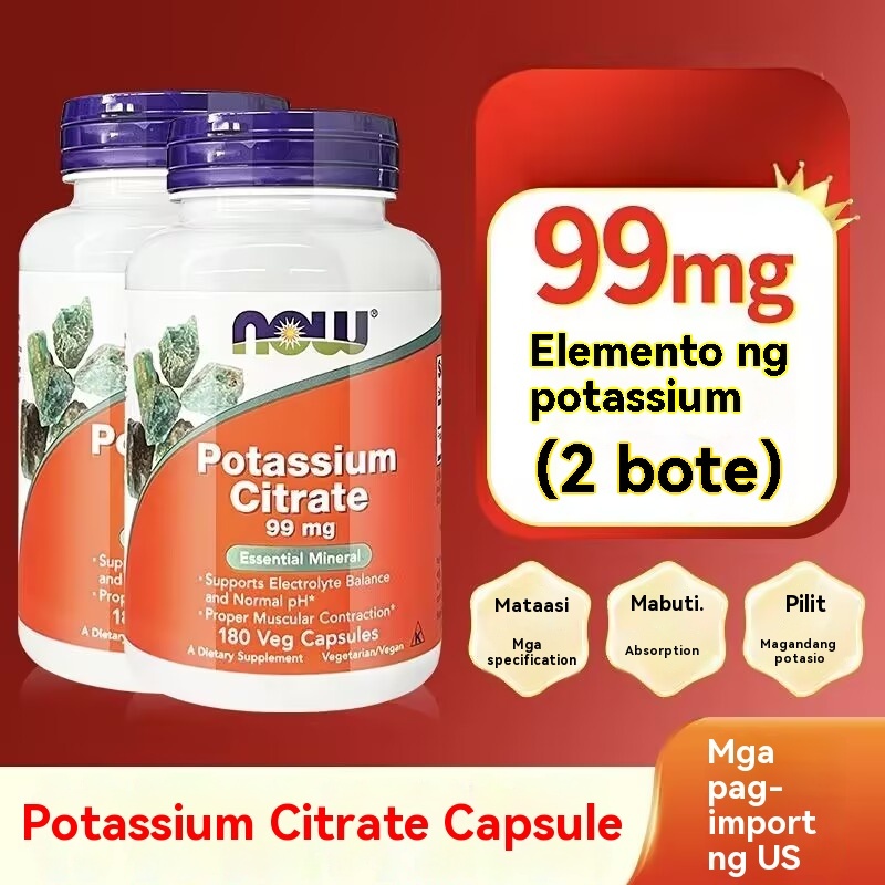 NOW Foods, Potassium Citrate, 99 mg, 180 Veg Capsules -PDD | Shopee ...