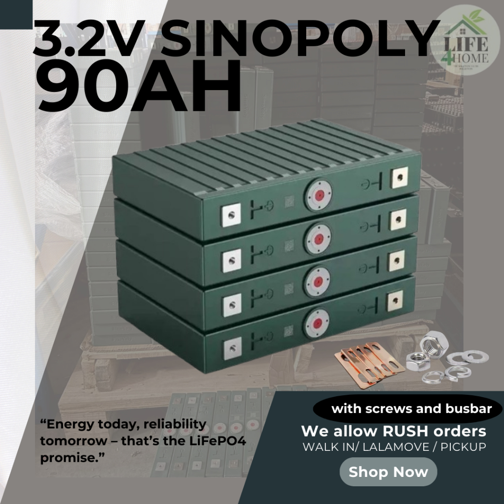 4PCS. 3.2V SINOPOLY 90AH Lifepo4 battery Rechargeable Lithium Ion ...