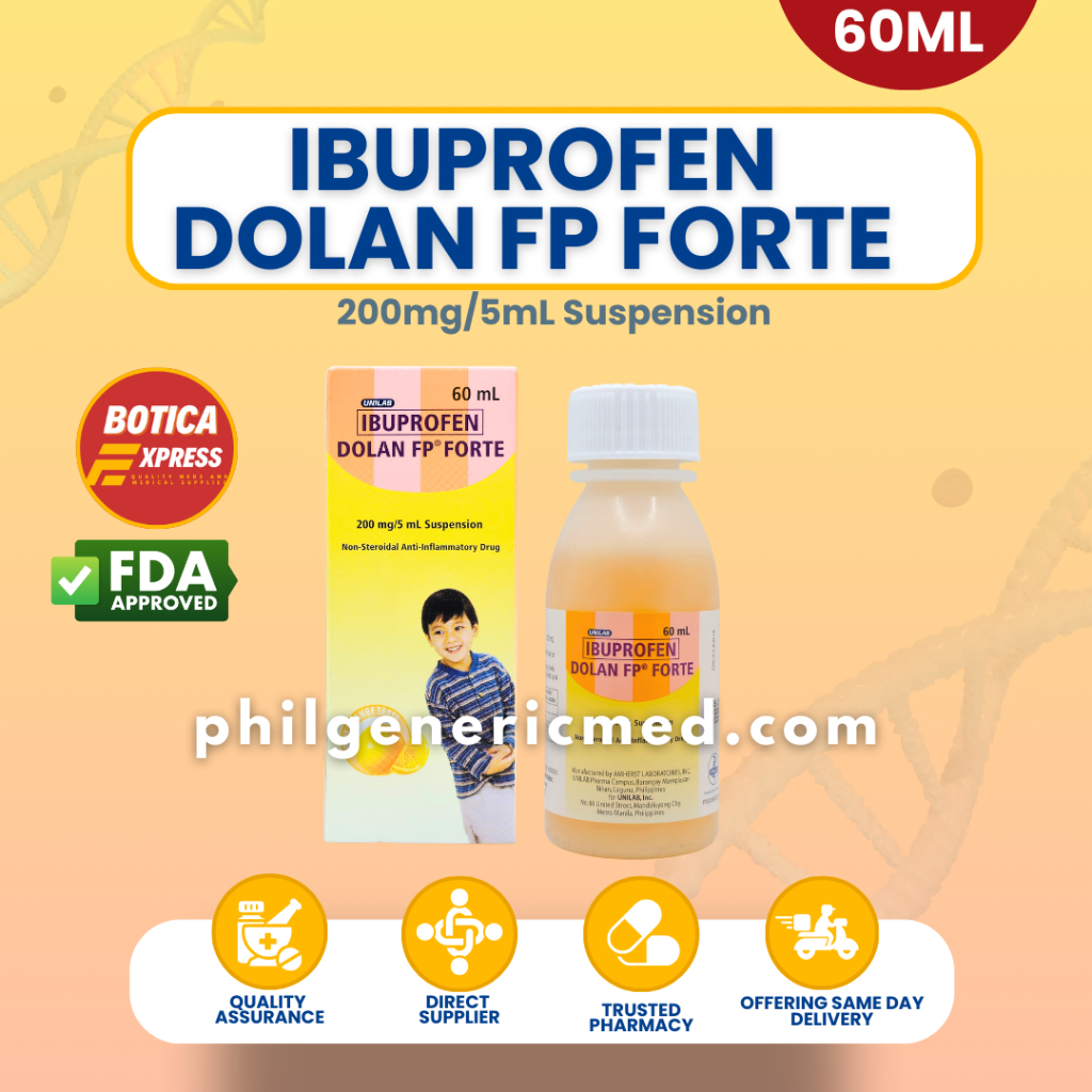 Ibuprofen DOLAN FP 100mg/5mL & Forte 200mg/5mL (Syrup 60mL) | Shopee ...