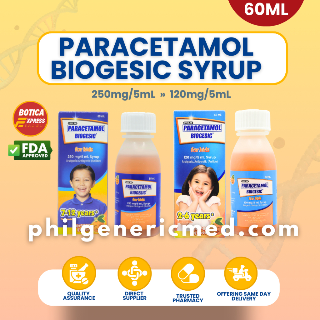 Biogesic Paracetamol 120mg/5ml | 250mg/5ml (60ml Syrup) Orange Flavor ...