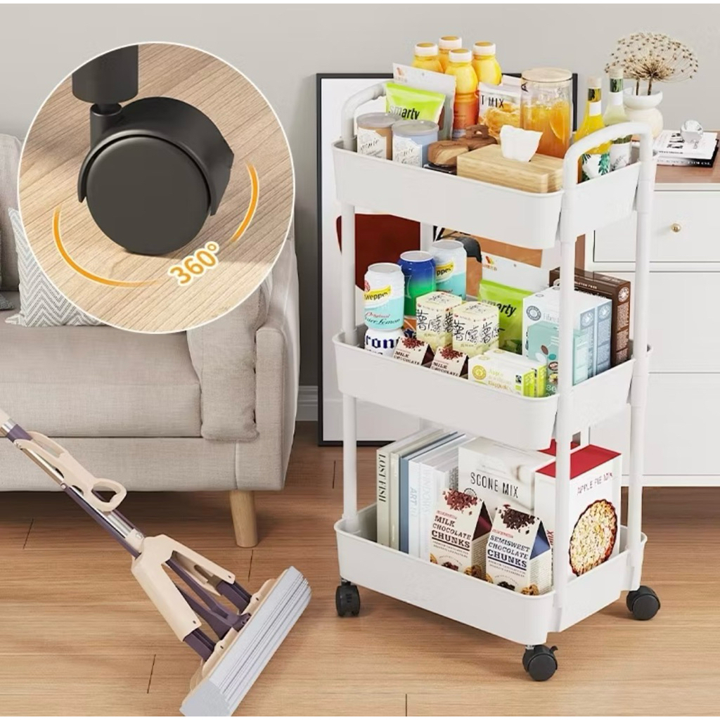 Trolley Cart Organizer with 360-Degree Rotatable Wheels - /White ...