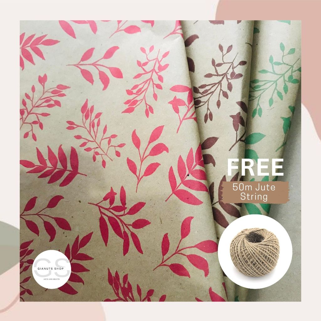 Kraft Wrapping Paper Printed 10Sheets Reversible Gift Brown Paper 17x23 ...