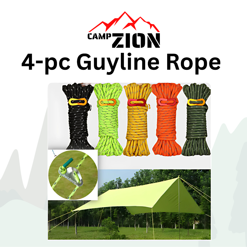 4m Camping Reflective Rope with Lock Canopy Tent Rope Paracord Wind ...