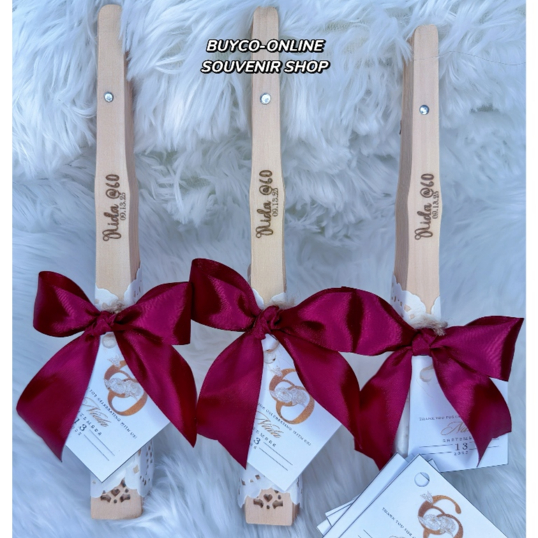 Personalized WOODEN FAN with Tags&Ribbon for Souvenirs/Gift | Shopee ...