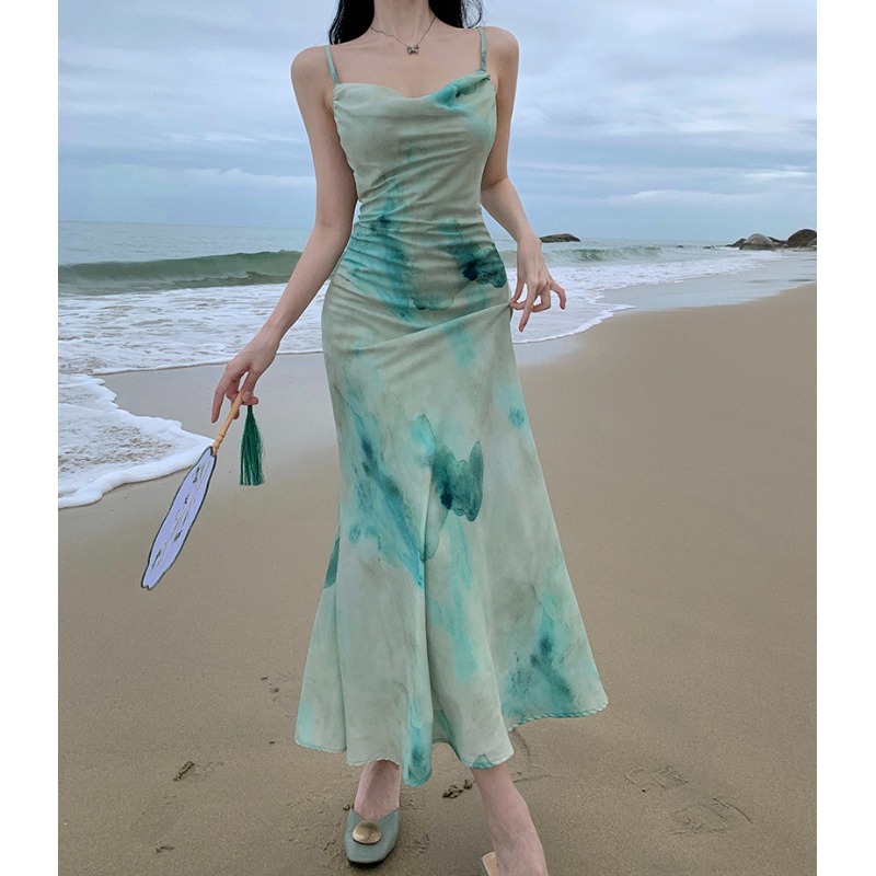 sage green floral twist bust draped midi dress Vera Flow Dress (sage swiss dot) – INDIE BLUE main image 1