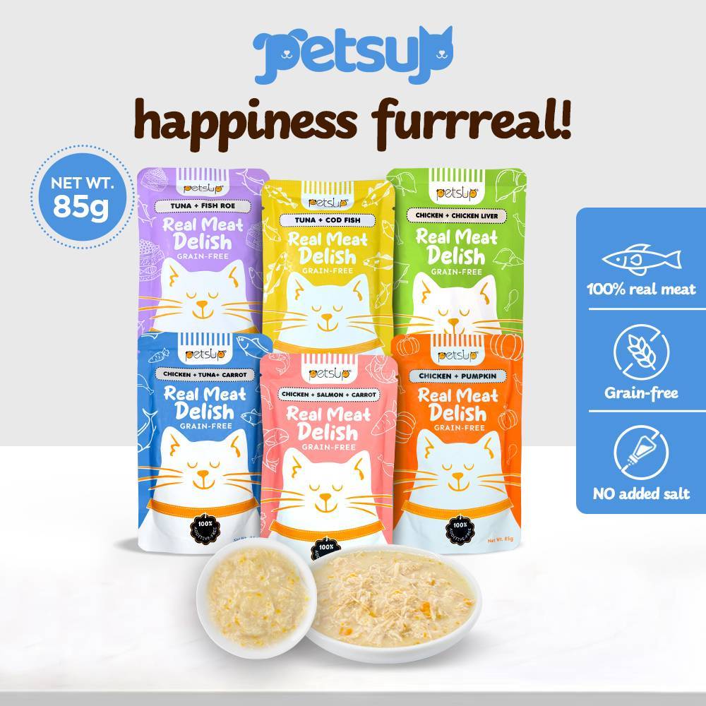 Petsup Cat Wet Food Real Meat Delish 85g - Chicken Salmon Tuna Carrot ...
