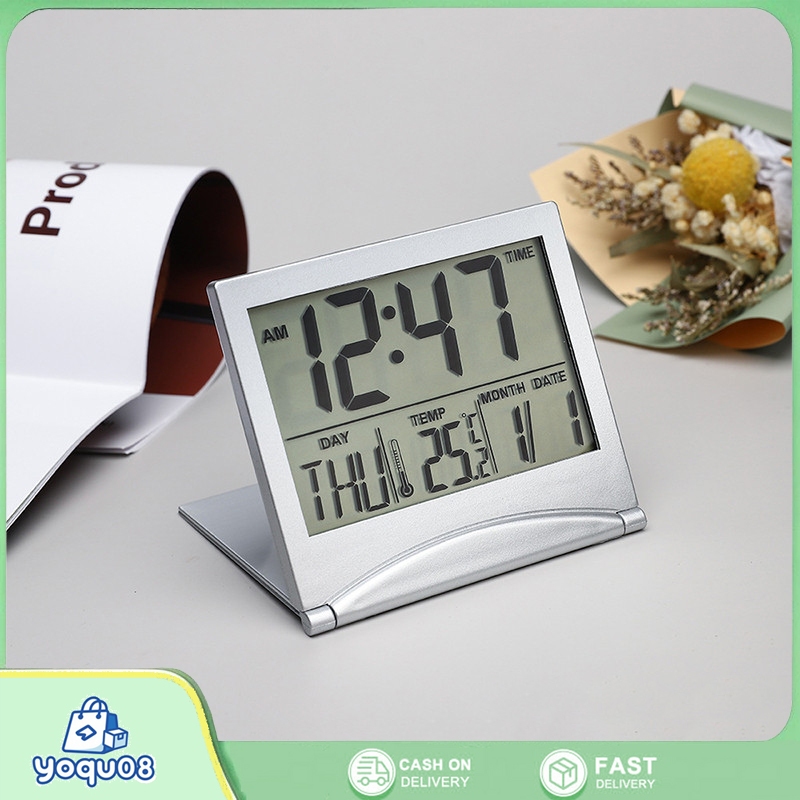 Folding Desktop Perpetual Calendar Electronic Clock Desk Table Weather ...