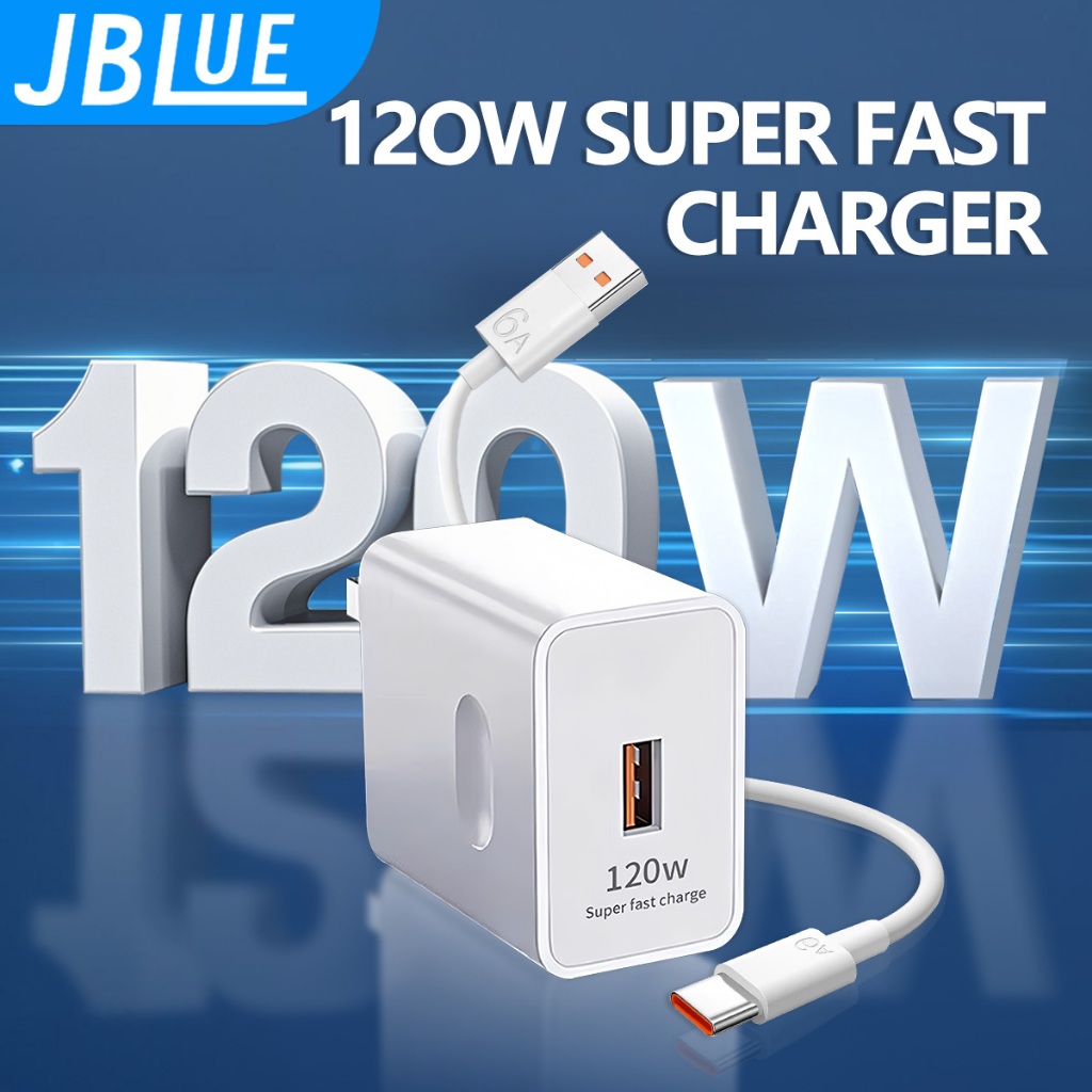 JBLue 120W Fast Charger For Android Type-C USB Super Fast Charging ...