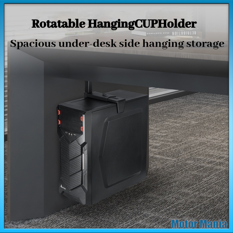 360° Rotatable CPU Hanging Stand Under Desk Adjustable Computer Holder ...