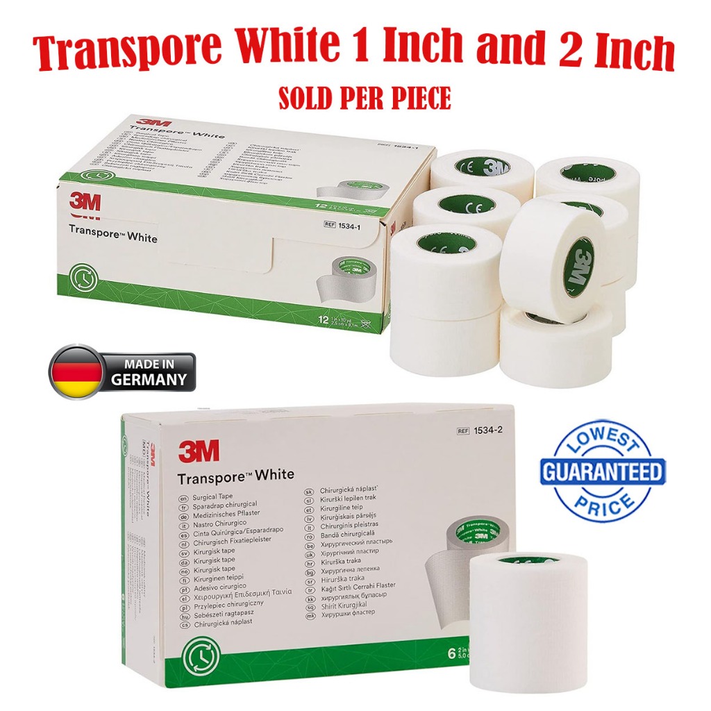 3M Transpore White Medical Tape, 1 In. & 2 In. [SOLD PER PIECE ...
