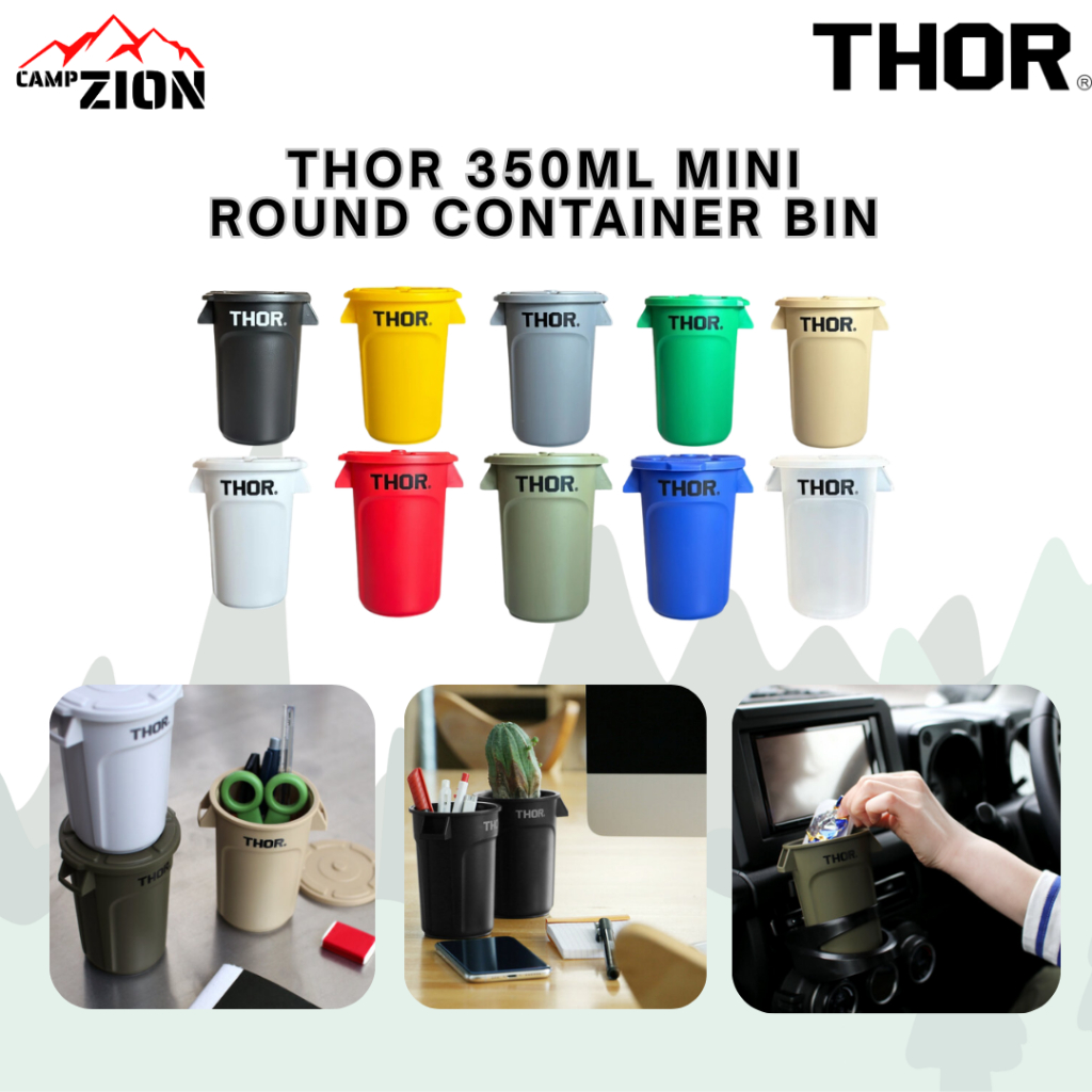 THOR 350ML Mini Container Round with Lid Cylinder Storage Mini Size ...