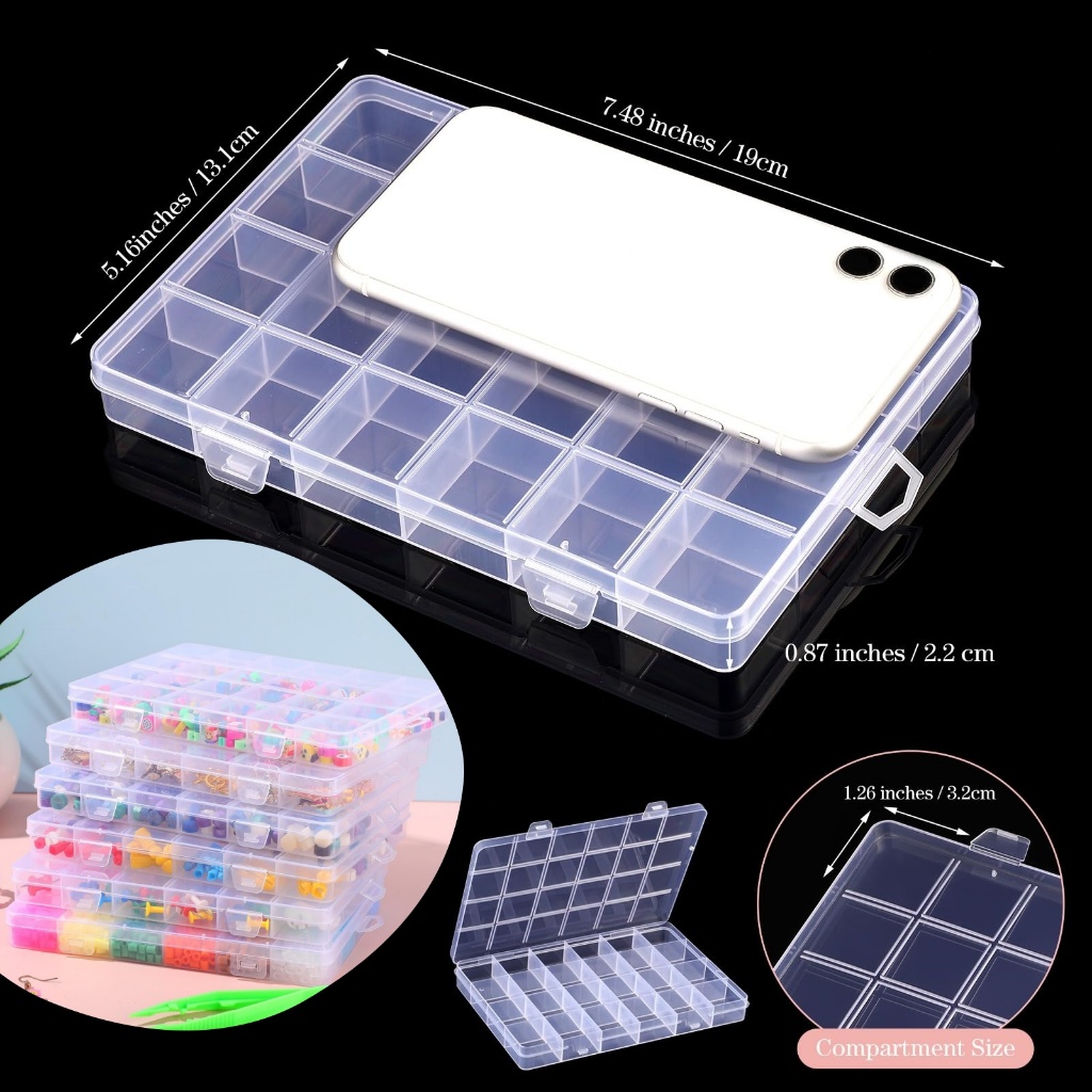 Manilago 8/10/24/28 Grids Jewelry Box Beads Plastic Storage Box Jewelry ...