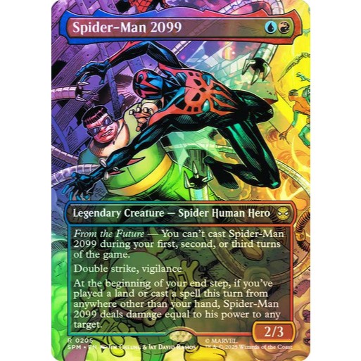 spider man 2099 mtg card Spider-Man [Borderless Foil] #216 Prices | Magic Marvel Spider-Man Double strike Spider-Man 2099 and Spider-Punk from