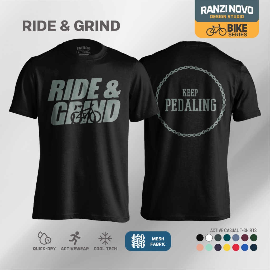 Ride & Grind Bike Shirt - Drifit Cycling Activewear Bike Design Sports ...