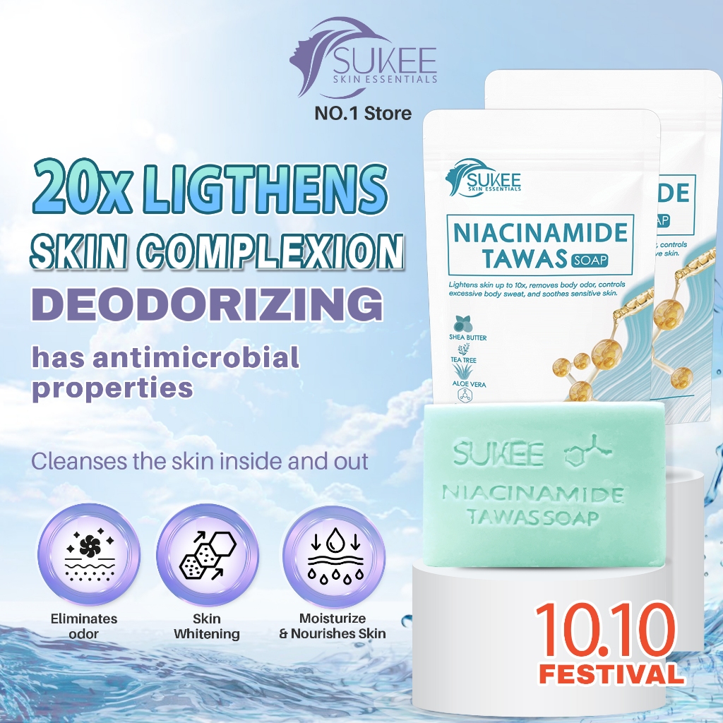 SUKEE Niacinamide Tawas Soap 20x Effective Clean Body Soap Whitening ...