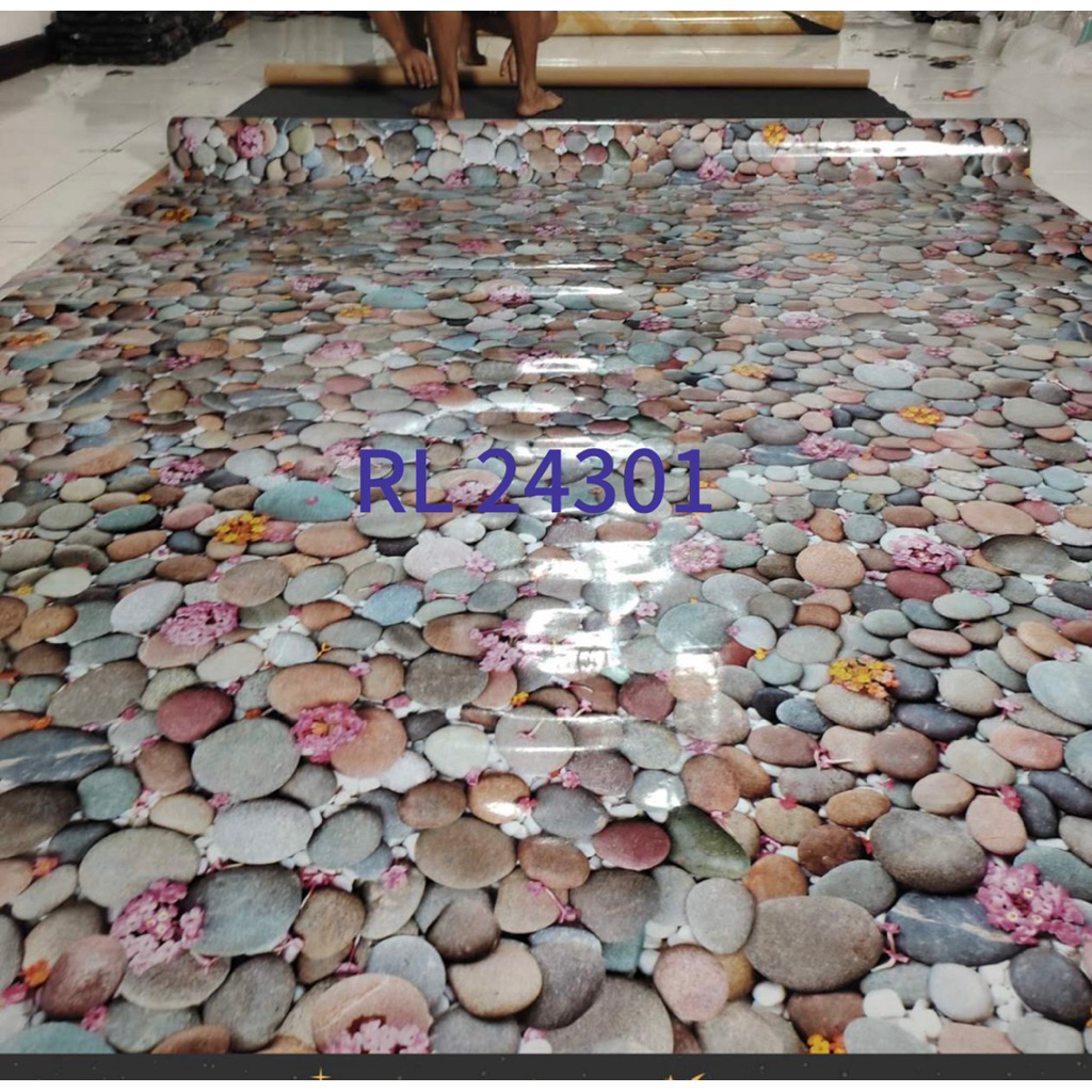 R.LUCKYOO Linoleum Rubberized Floormat | Wood Pink Blue Green Brown ...