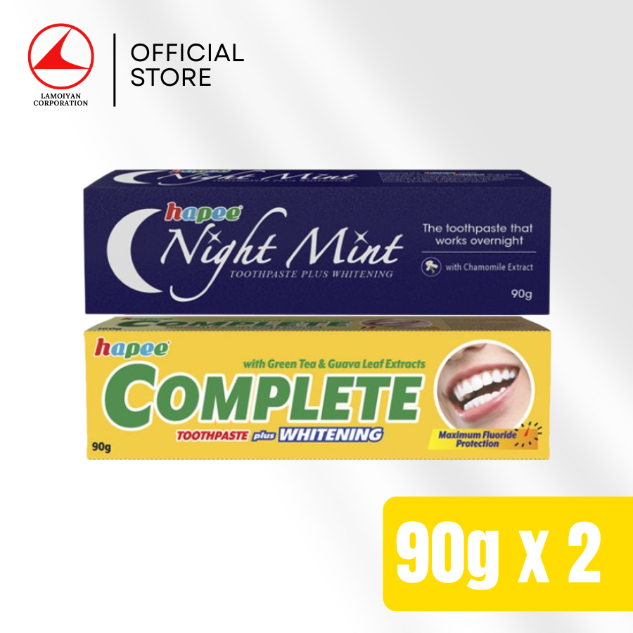 [Bundle of 2] Hapee Night Mint 90g and Hapee Complete Toothpaste 90g ...