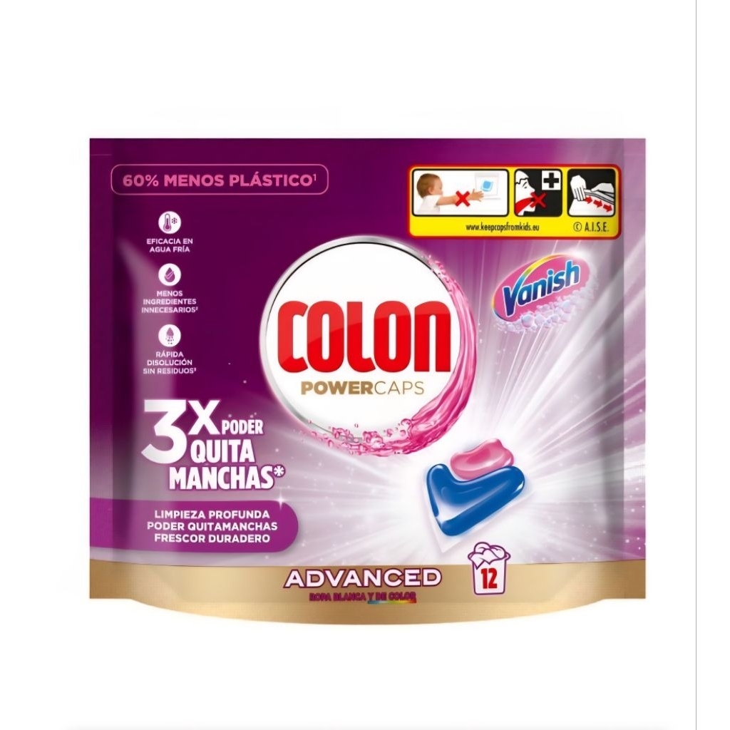 Colon Powercaps Advanced Laundry Detergent Pods 12s Deep Clean Stain ...