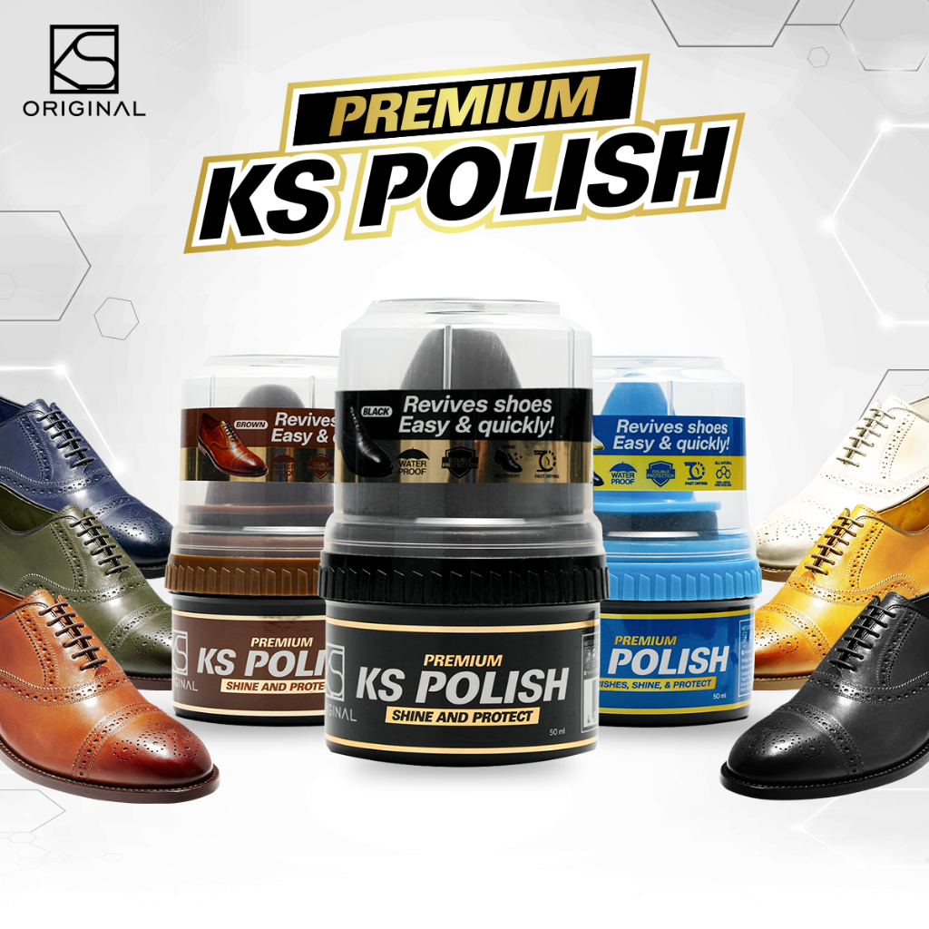 KS POLISH – Premium Leather Shoe Polish Waterproof Long Lasting Shine  Protect Restore Color Black