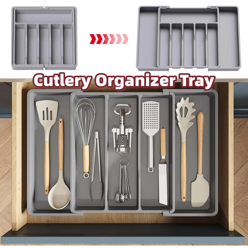 Expandable Kitchen Cutlery Organizer Plastic Spoon and Fork Holder for ...