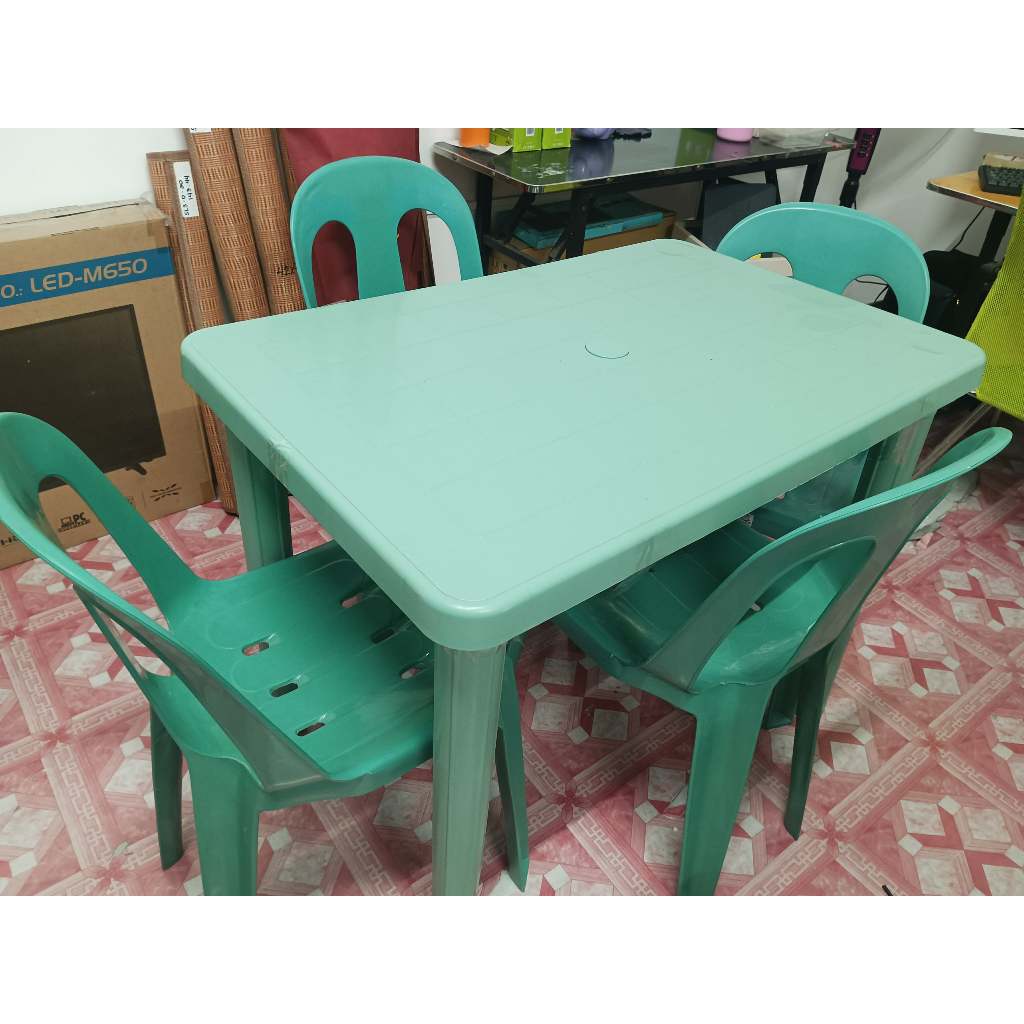(SET TABLE&CHAIR) MONOBLOC PLASTIC CHAIR SET (4PCS CHAIR & 1 TABLE ...
