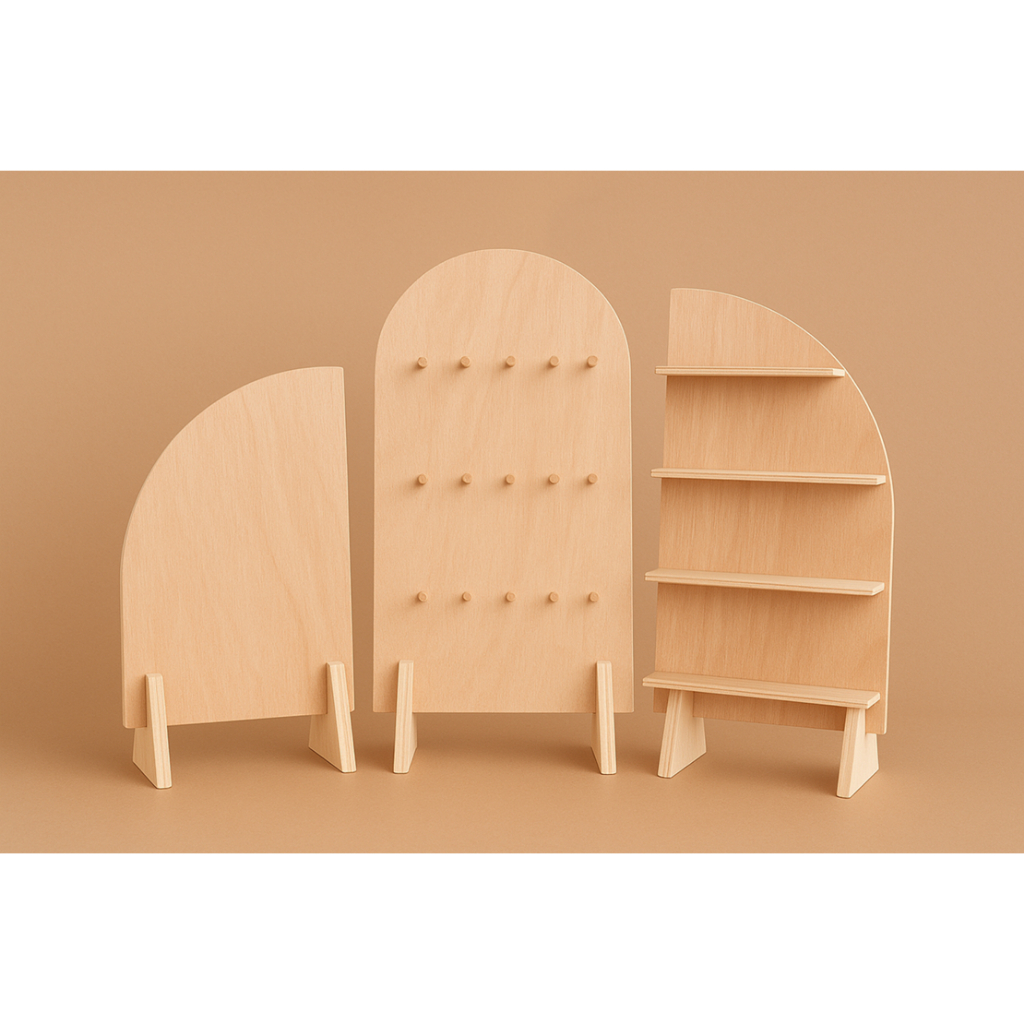 ARCH Custom Cut Plywood Display Rack | Wooden Organizer Shelf for Gifts ...