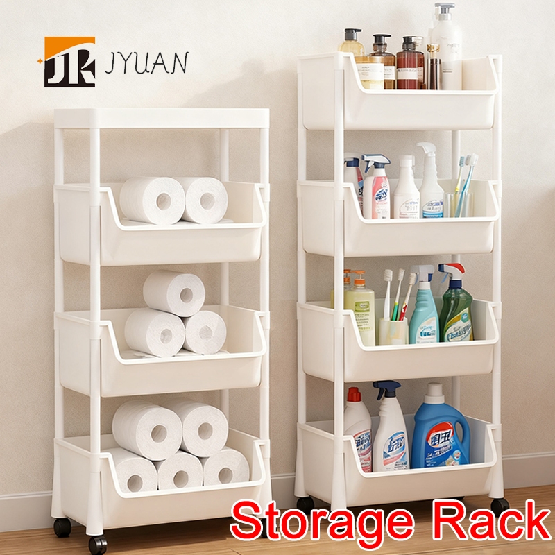 Plastic Storage Rack Trolley Living Room Kitchen Organizer Bookshelf ...