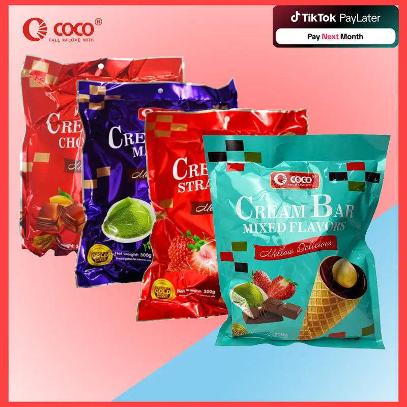 SALE COCO Cream Bar Cone Snacks 300g – Chocolate, Strawberry, Matcha ...