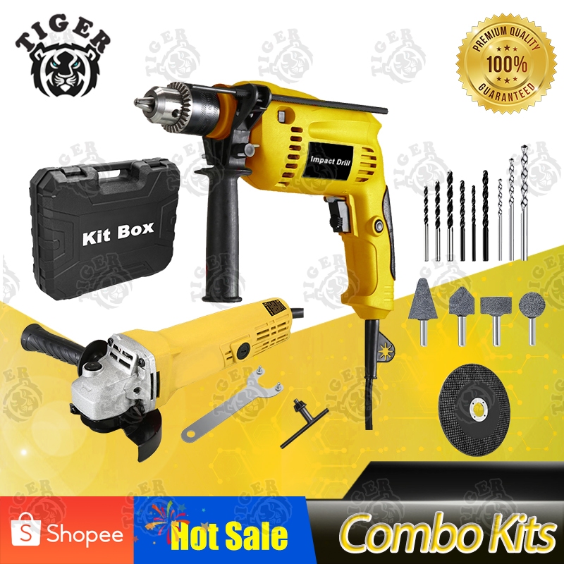 IMPACT DRILL 13mm and Angle Grinder 100mm Drill and Grinder set