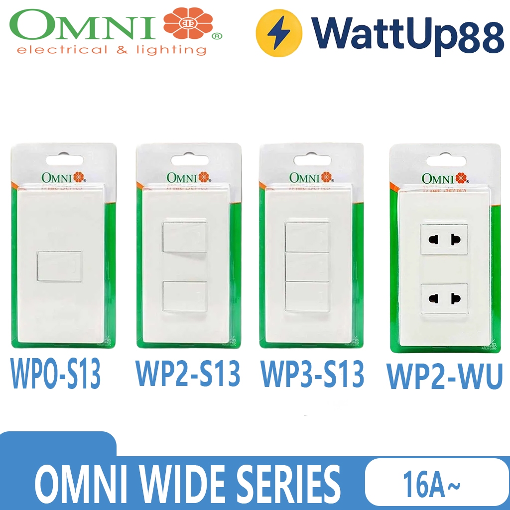 Omni Wide Series 1 Way Switches with Plate WWS-213 1 Gang, 2 Gang, 3 ...