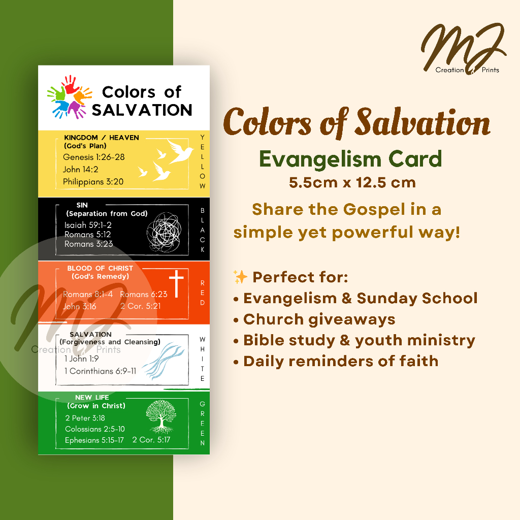 The Colors of Salvation (Evangelism Card) 12 pcs Bundle | Shopee ...