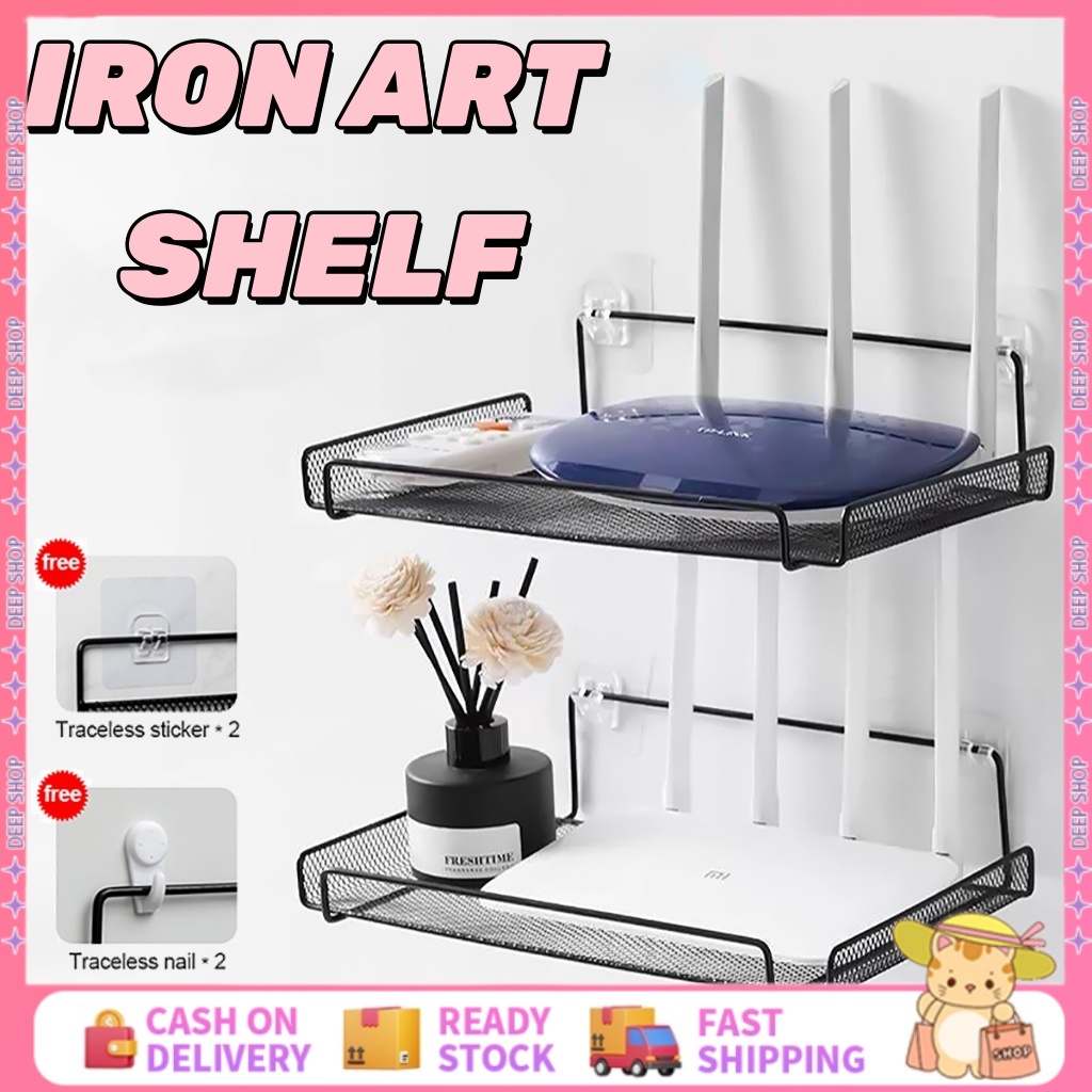 No Drill Router Shelf Wall Mounted Holder for Wifi Router and Set Top ...