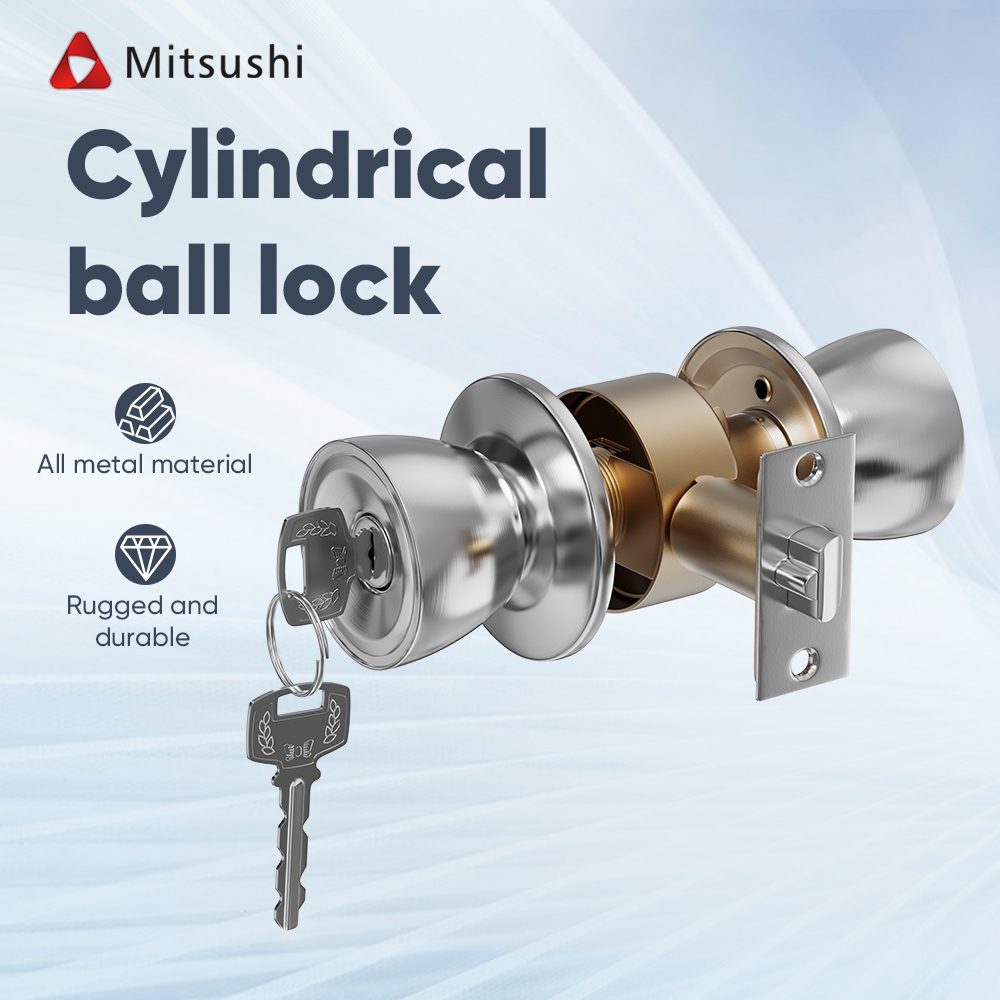 Mitsushi Sand Polished Silver Cylindrical Ball Lock for Most Room Types ...