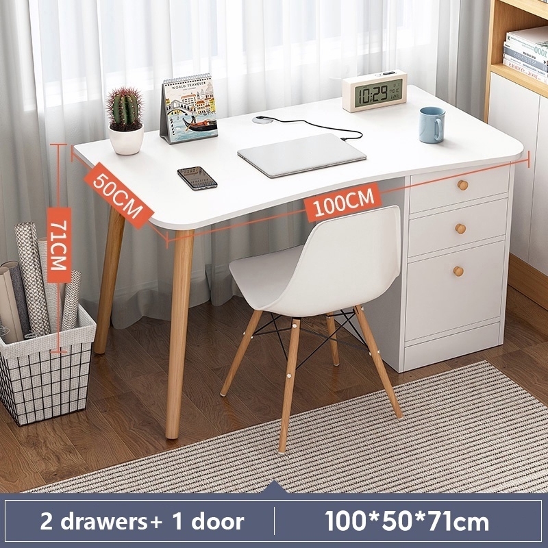 Desk study table office table learning desk with drawers | Shopee ...