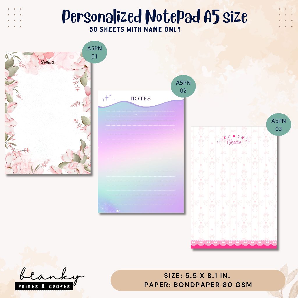 Personalized A5 Notepad with Name (50sheets) | Shopee Philippines