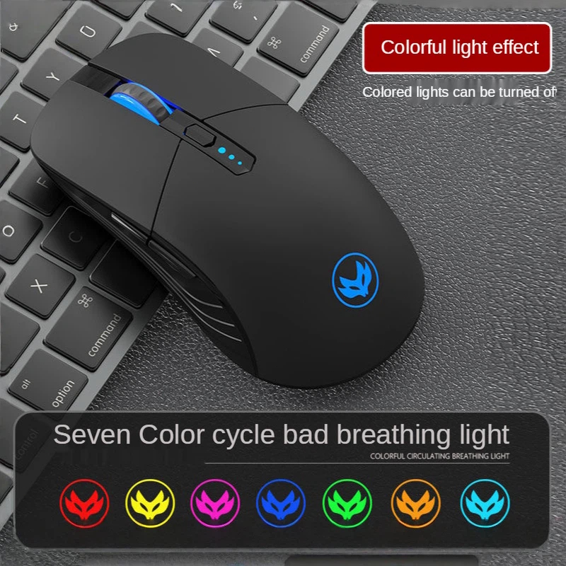 Wireless Mouse For Laptop with 7 Colors Cycling Light 3 Tier DPI Change ...