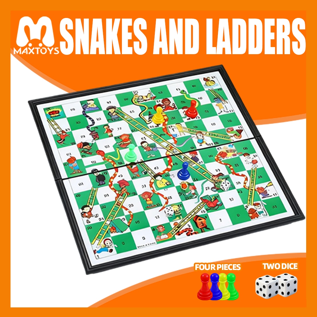 Snake&Ladder Flying Chess Set 32x32cm Foldable Board Game, Educational ...