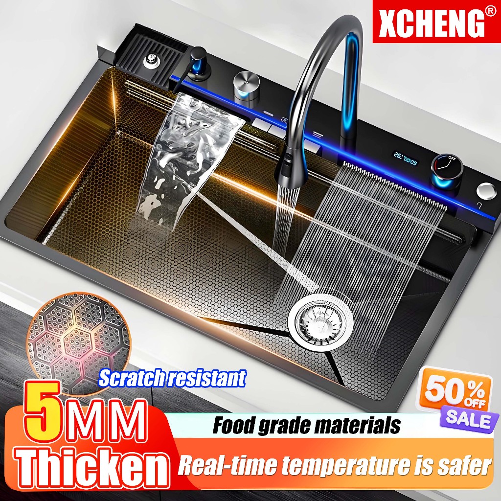Digital Display kitchen Sink Lababo Stainless Steel Sink 6.0MM With ...
