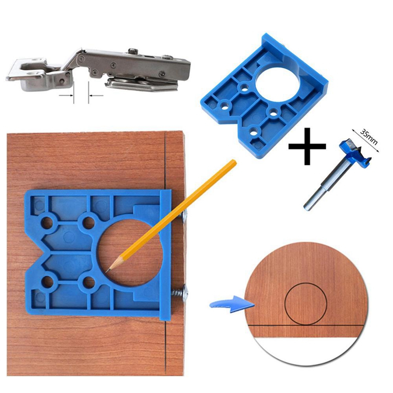 2PCS/SETS 35mm Concealed Hinge Jig Kit Woodworking Drill Bits & Hinge ...