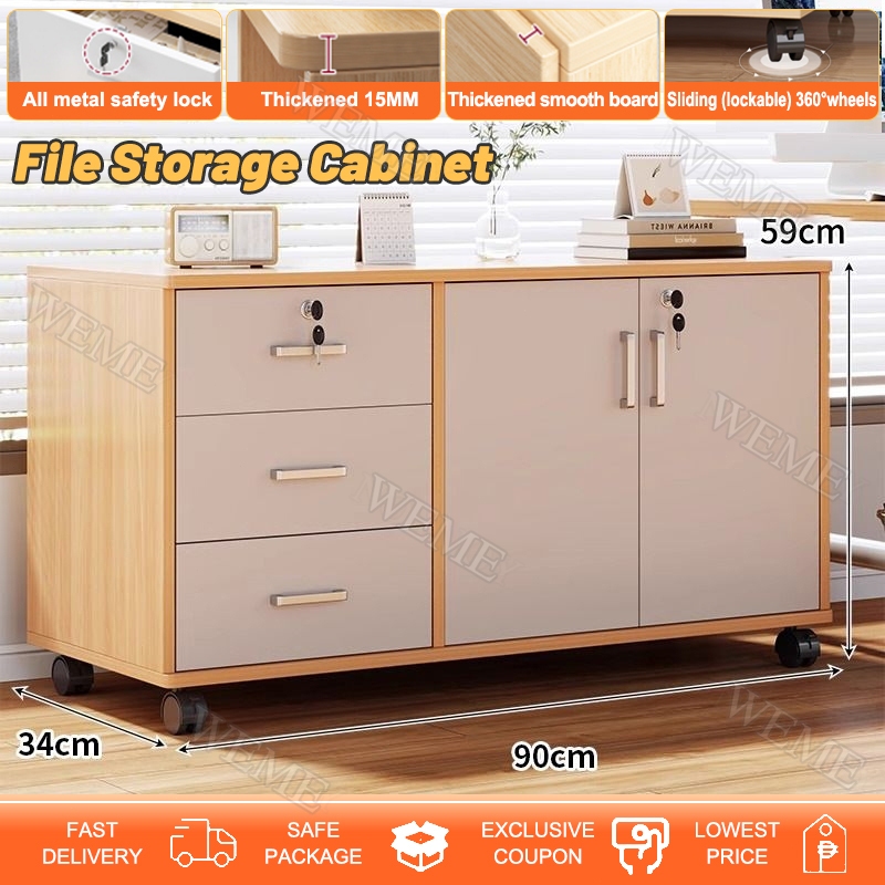 Office Storage Cabinet Wooden Lockable Low Cabinet File cabinet Data ...
