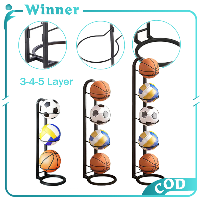 3/4/5 Layers Basketball Storage Rack Basketball Vertical Display Stand ...