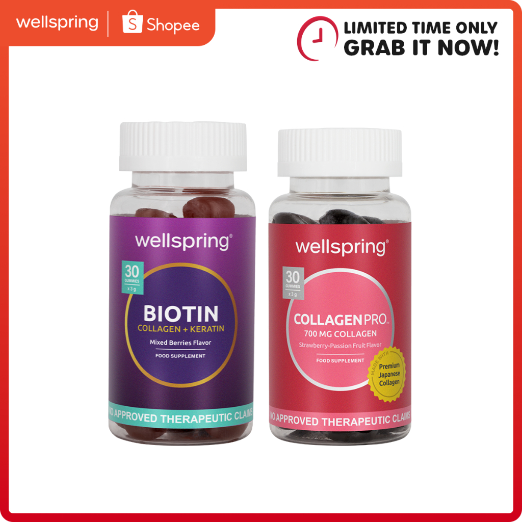 Wellspring Biotin Gummies with Collagen and Keratin 30PCS + Collagen ...