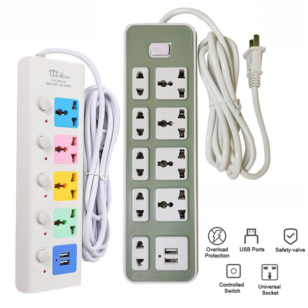 Heavy-Duty Extension Cord – Multiple Universal Sockets with 2 USB Ports ...
