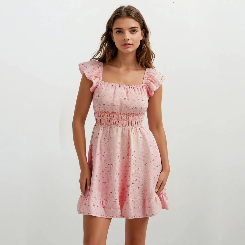 Genevieve Gozum Satin Embroidery Butterfly Short Dress | Shopee Philippines