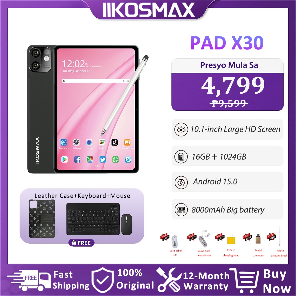 Original Tablet Black-IIKOSMAX PAD X30 Android 10.1inch 16GB+1TB Gaming ...